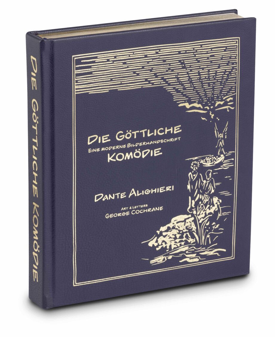 Facsimile edition of Dante's Divine Comedy with gilt leather binding.